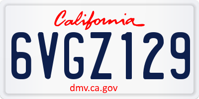 CA license plate 6VGZ129