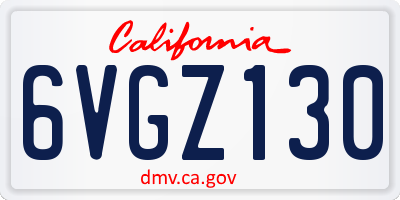 CA license plate 6VGZ130
