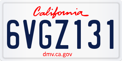 CA license plate 6VGZ131