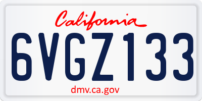 CA license plate 6VGZ133