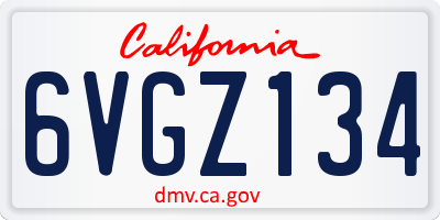 CA license plate 6VGZ134