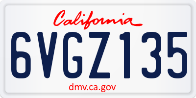 CA license plate 6VGZ135