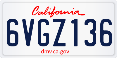 CA license plate 6VGZ136