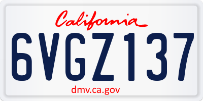 CA license plate 6VGZ137