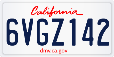 CA license plate 6VGZ142