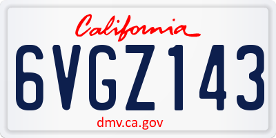 CA license plate 6VGZ143