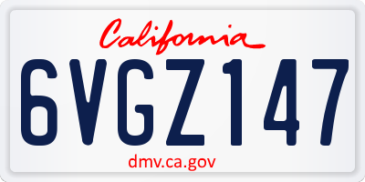 CA license plate 6VGZ147