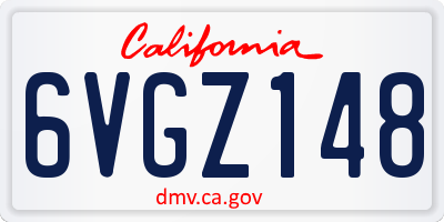 CA license plate 6VGZ148