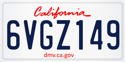 CA license plate 6VGZ149