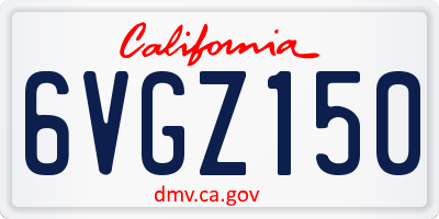 CA license plate 6VGZ150
