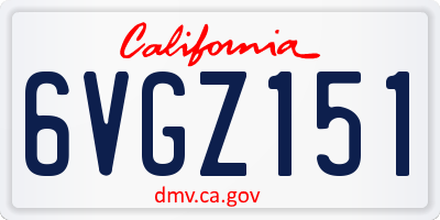 CA license plate 6VGZ151