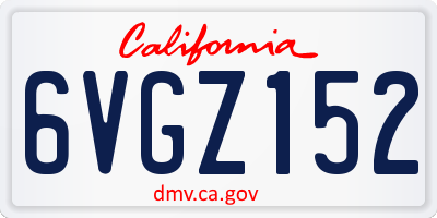 CA license plate 6VGZ152