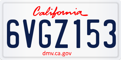 CA license plate 6VGZ153