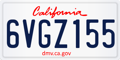 CA license plate 6VGZ155