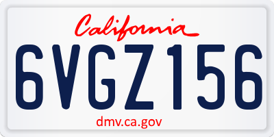 CA license plate 6VGZ156