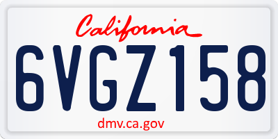 CA license plate 6VGZ158