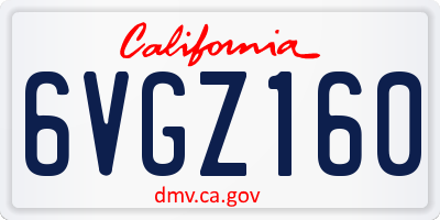 CA license plate 6VGZ160