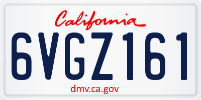 CA license plate 6VGZ161