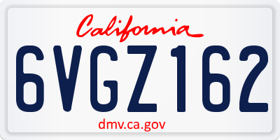 CA license plate 6VGZ162