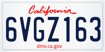 CA license plate 6VGZ163