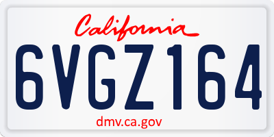 CA license plate 6VGZ164