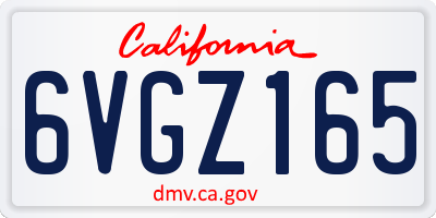 CA license plate 6VGZ165