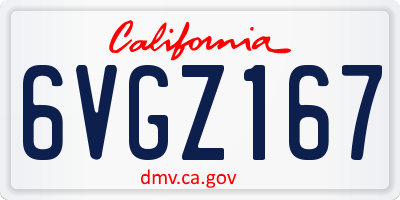 CA license plate 6VGZ167