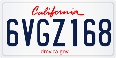 CA license plate 6VGZ168