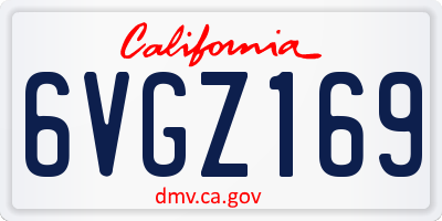 CA license plate 6VGZ169