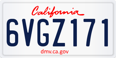 CA license plate 6VGZ171