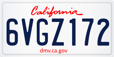 CA license plate 6VGZ172