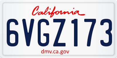 CA license plate 6VGZ173