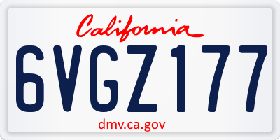 CA license plate 6VGZ177