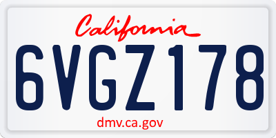 CA license plate 6VGZ178