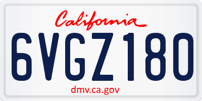CA license plate 6VGZ180