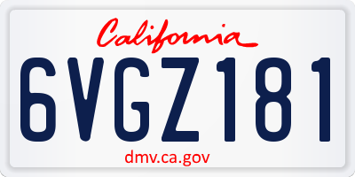 CA license plate 6VGZ181