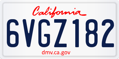 CA license plate 6VGZ182