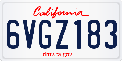 CA license plate 6VGZ183