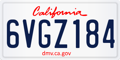 CA license plate 6VGZ184