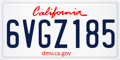 CA license plate 6VGZ185