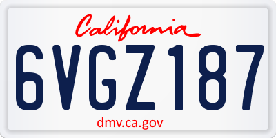 CA license plate 6VGZ187