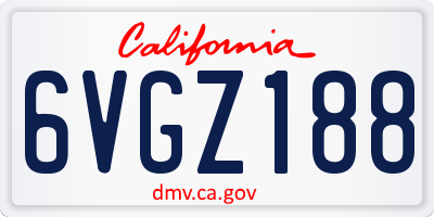 CA license plate 6VGZ188