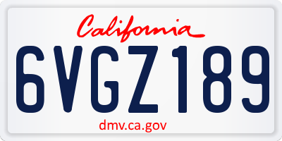 CA license plate 6VGZ189