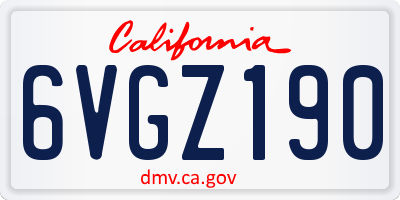 CA license plate 6VGZ190