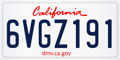 CA license plate 6VGZ191
