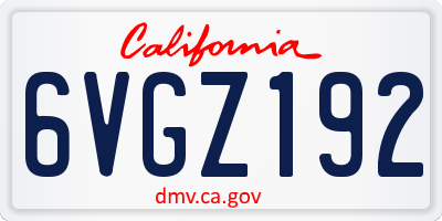 CA license plate 6VGZ192