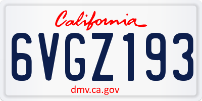 CA license plate 6VGZ193