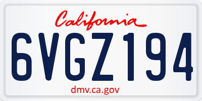 CA license plate 6VGZ194