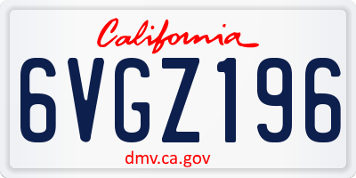 CA license plate 6VGZ196