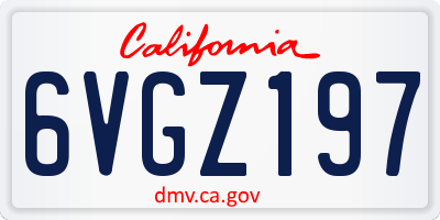 CA license plate 6VGZ197